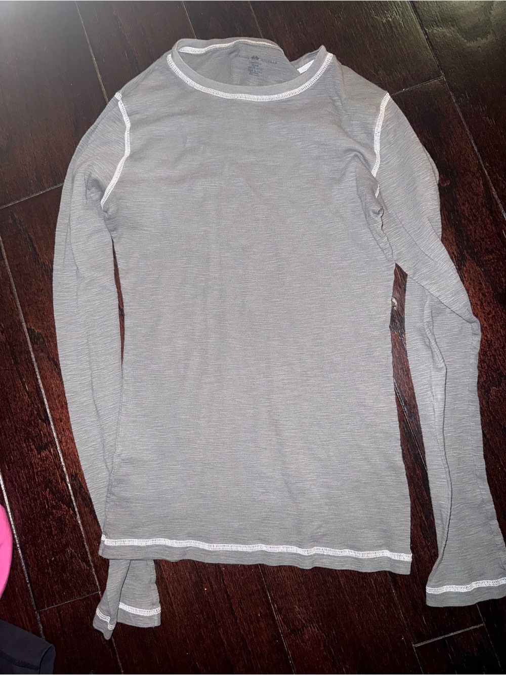 Brandy Melville Grey Contrast Stitch Long Sleeve Top One Size